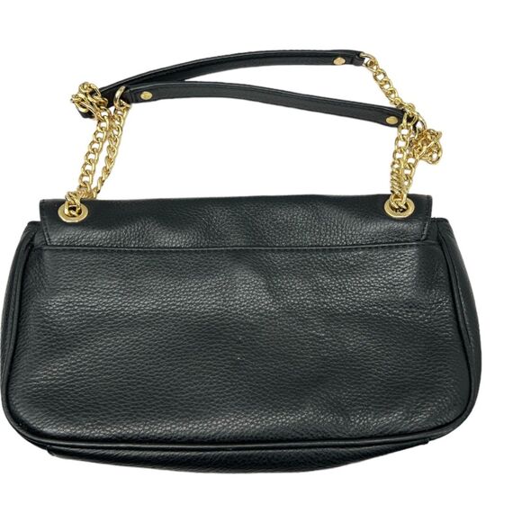 Michael Kors purse black leather gold chain shoulder flap fulton small bag - Picture 2 of 16